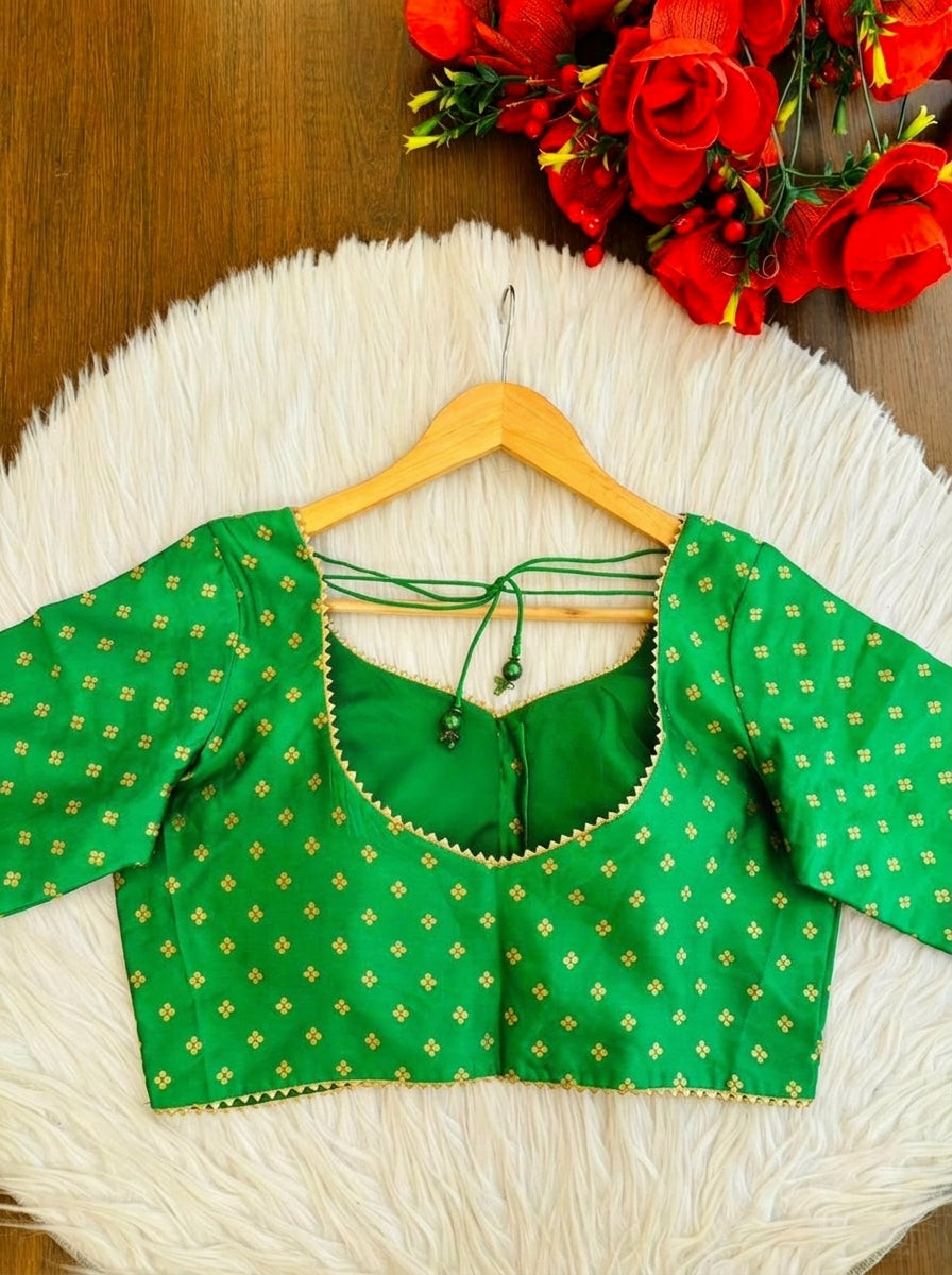 Aarvi Francy Gold-Designer Blouse( Green)