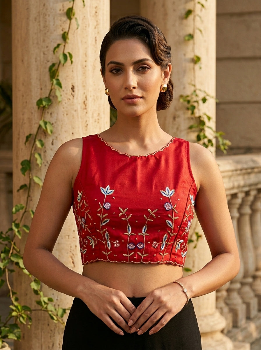 Rising Rever Floral Embroidery Blouse