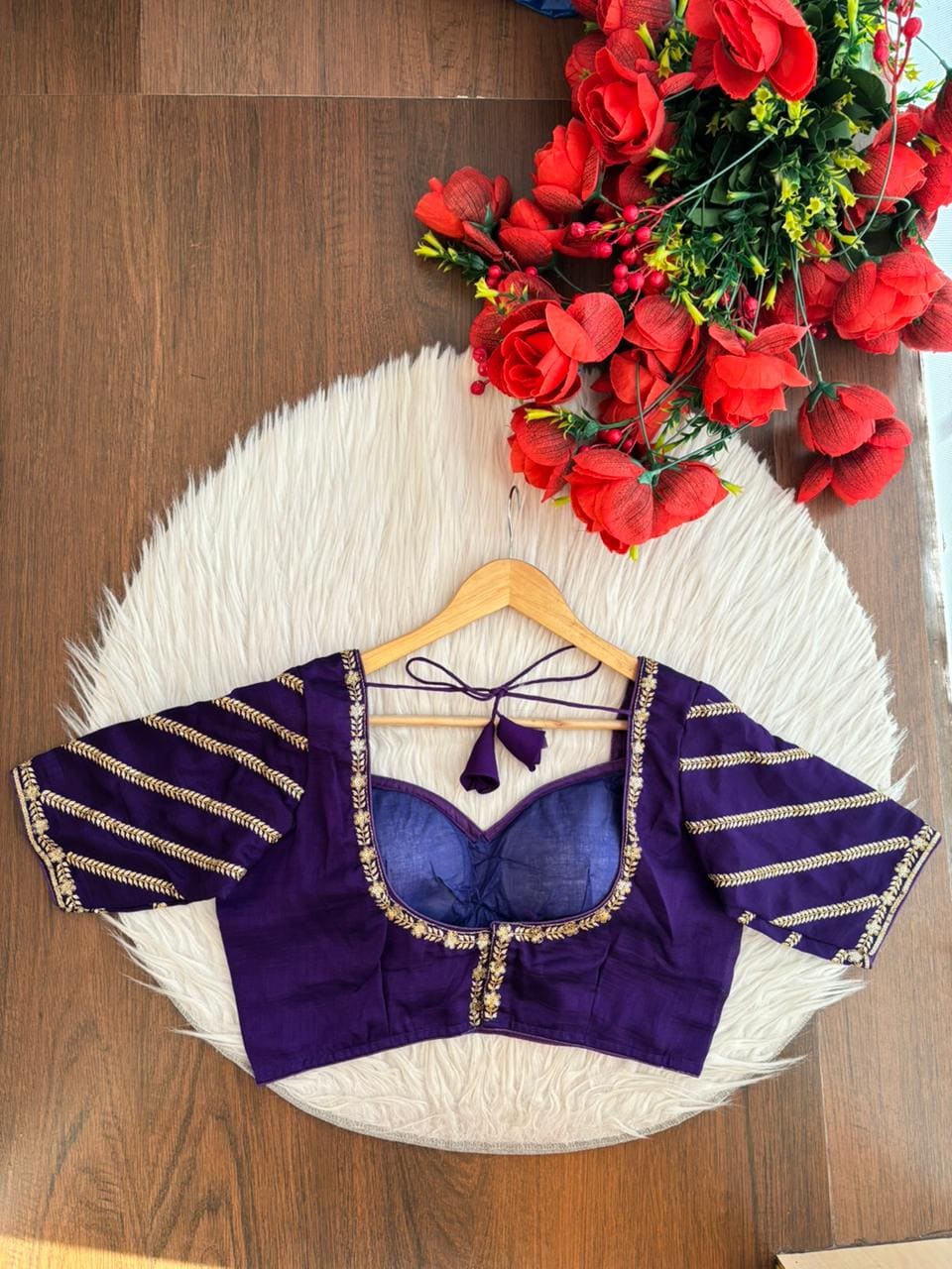 Partywear Purple Vichitra Silk Blouse