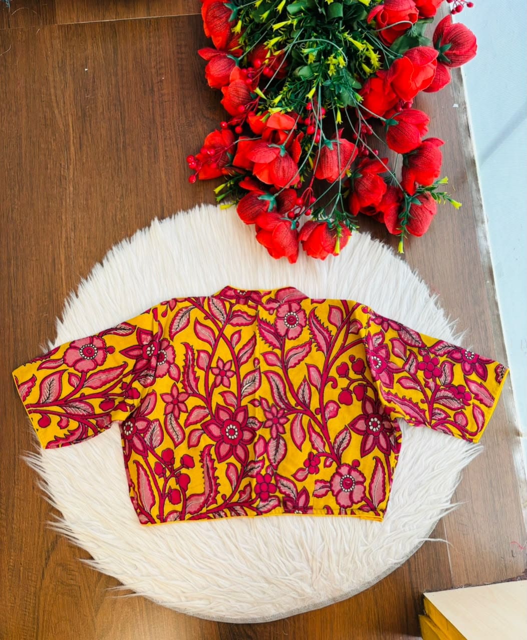 Retro Sketch Kalamkari Designer Blouse