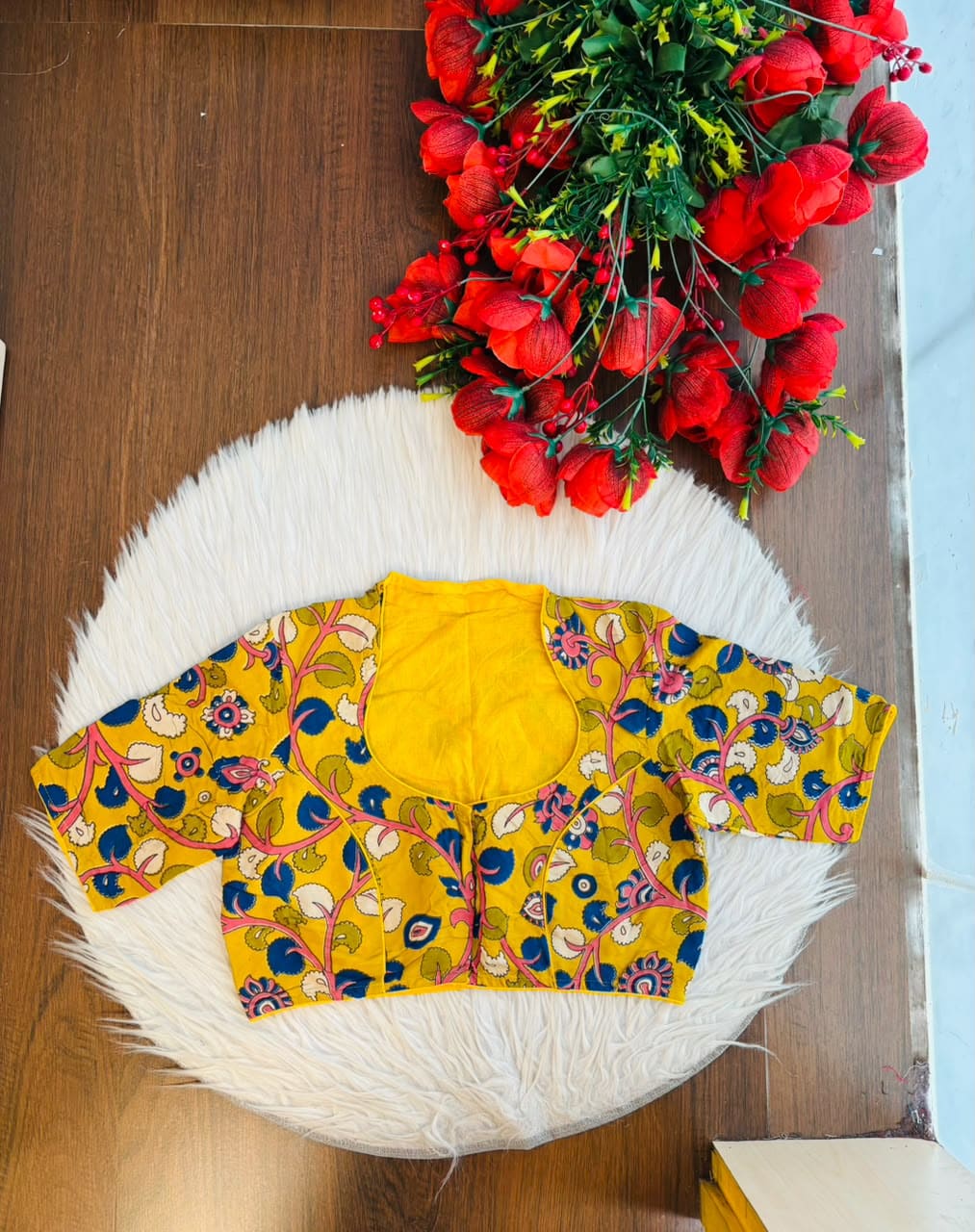 Retro Sketch Kalamkari Designer Blouse
