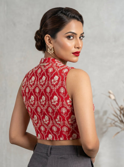 Red Heart Embroidered Blouse