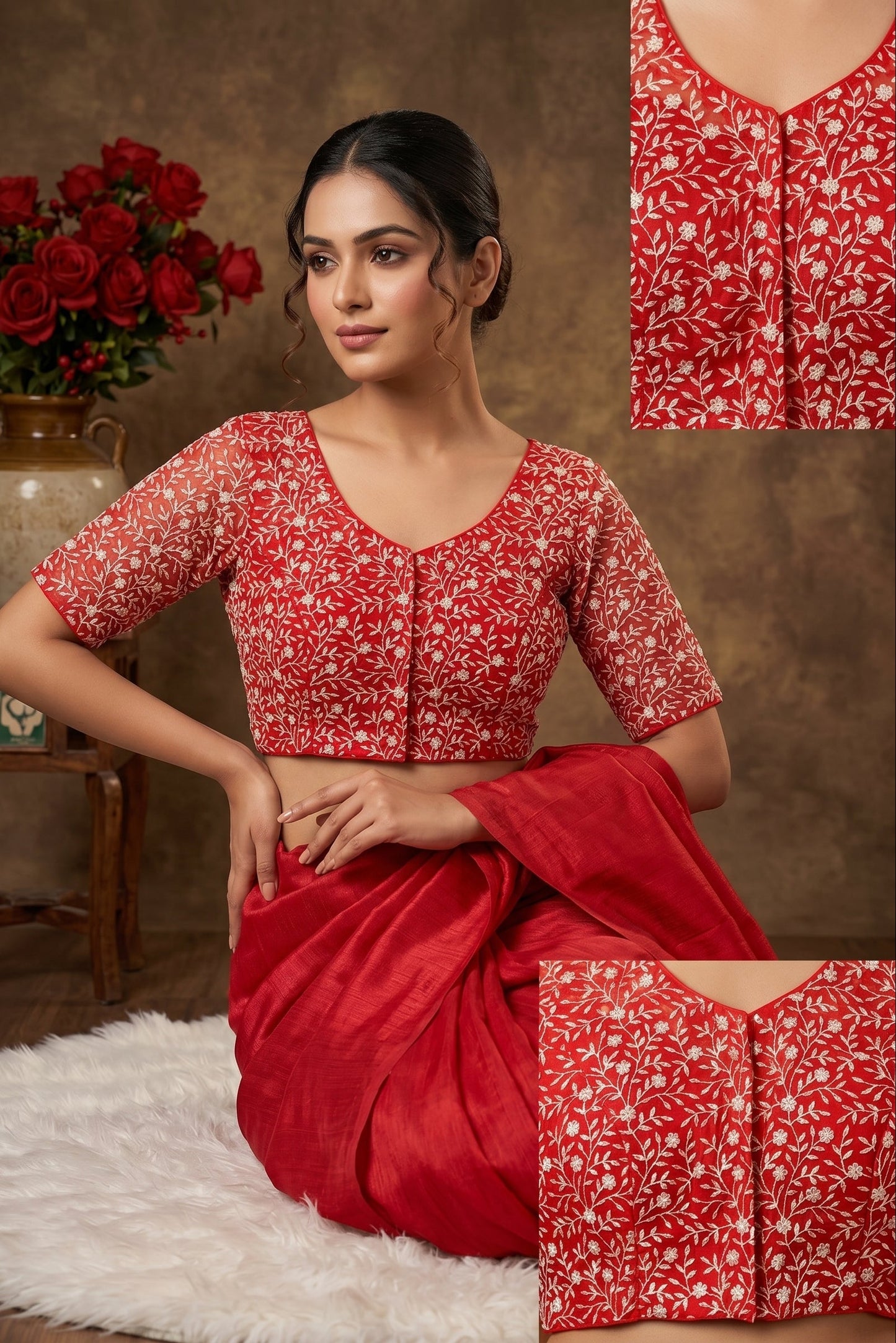 A Quiet Connection- Designer Net Blouse