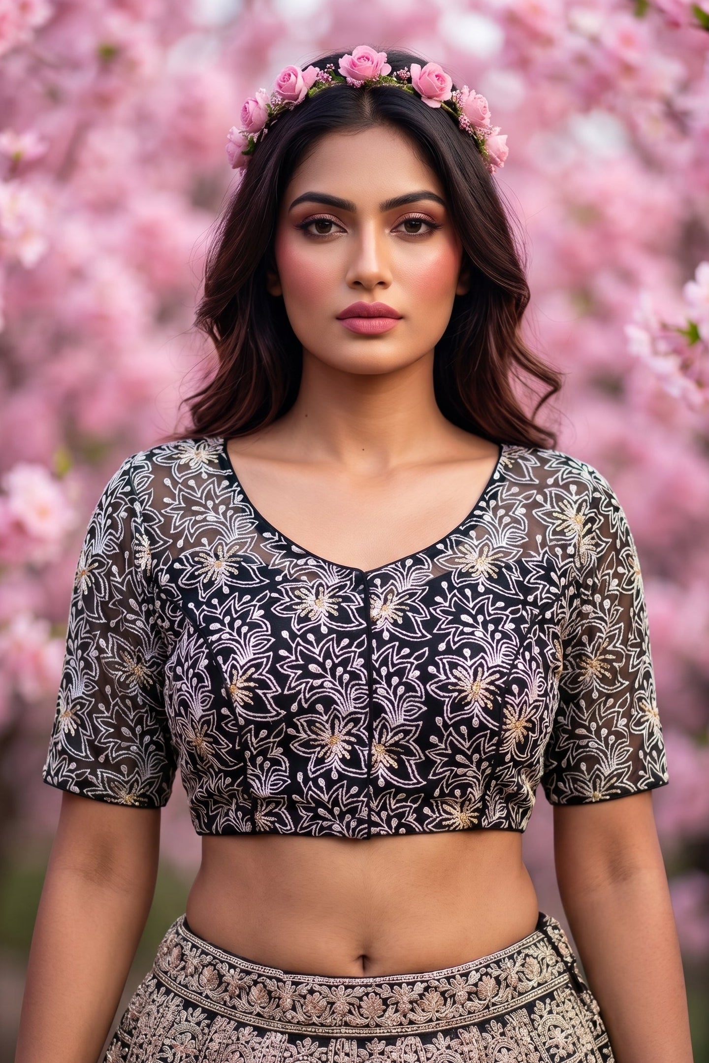 Organza Twist – All Over Embroidered Organza Blouse