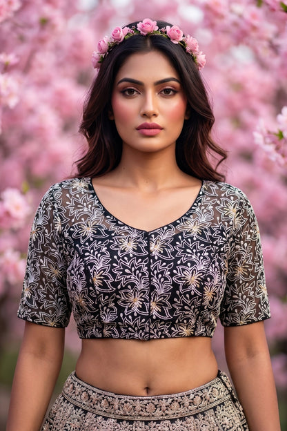 Organza Twist – All Over Embroidered Organza Blouse