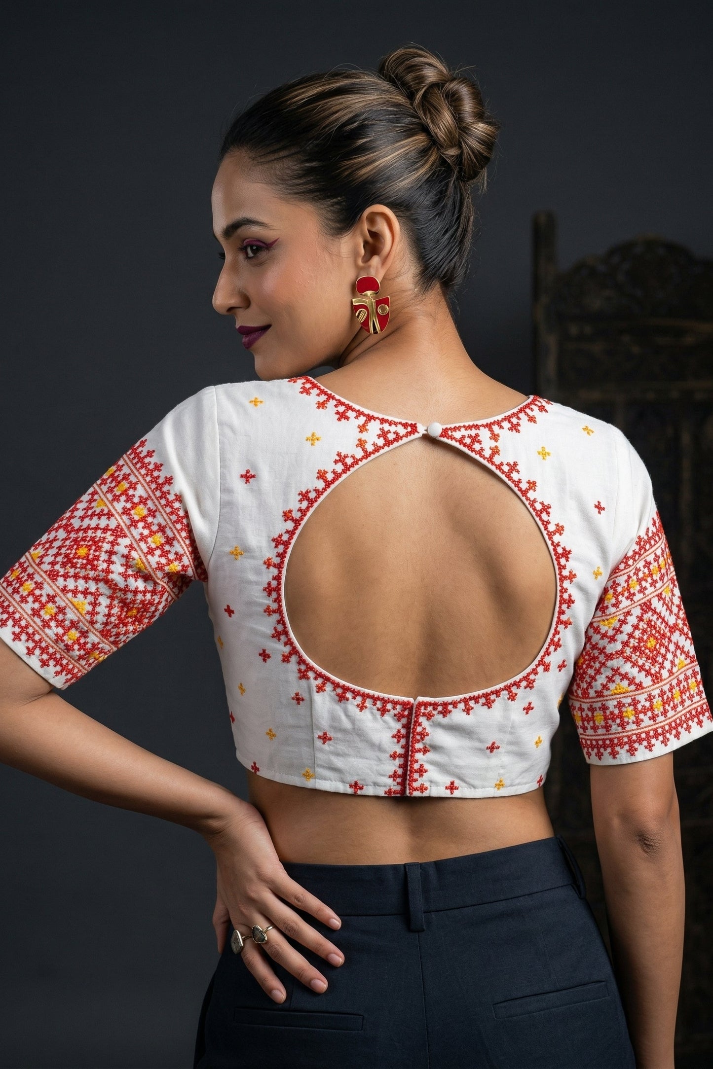 Petal Thread  Embroidery Blouse