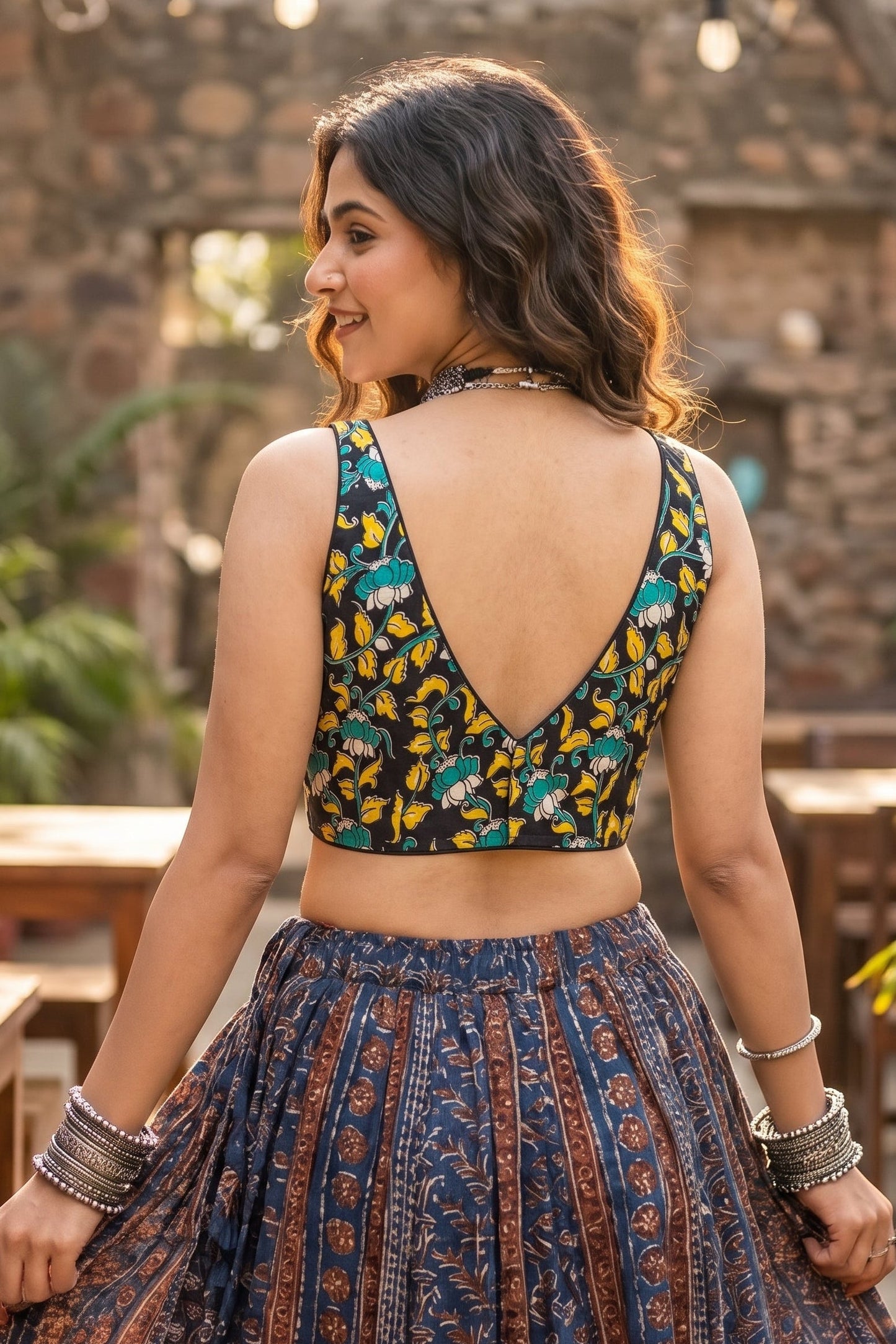 Fleur Essence kalamkari-Designer Blouse