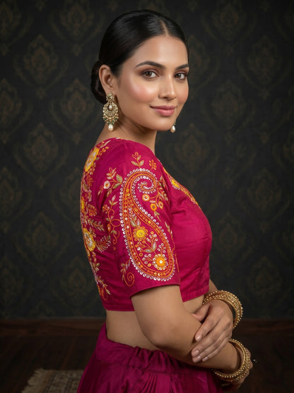 Festive Paisley Vichitra Silk Blouse