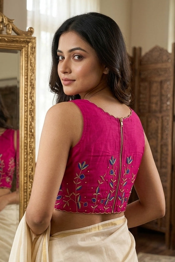 Rising Rever Floral Embroidery Blouse