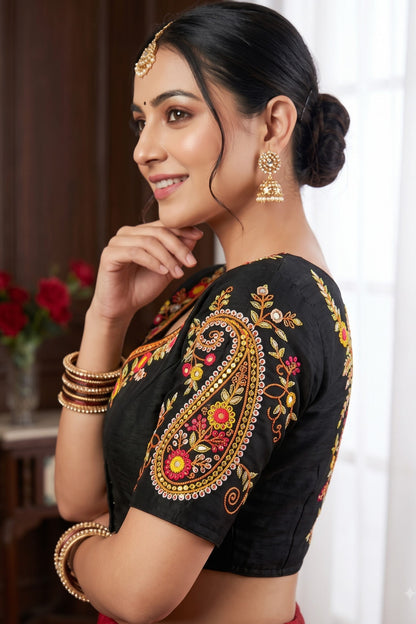 Festive Paisley Vichitra Silk Blouse