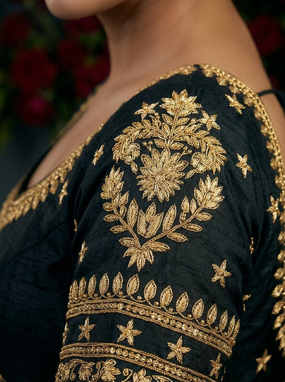 Black Fancy Silk Blouse