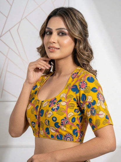 Retro Sketch Kalamkari Designer Blouse