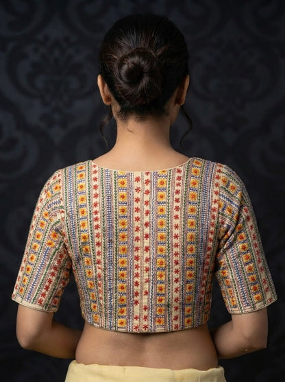 Sunflower Reverie-Multicolor Handwork Blouse
