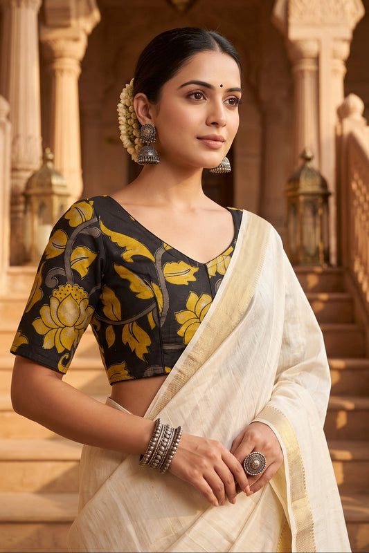 Midnight Bloom Kalamkari Blouse