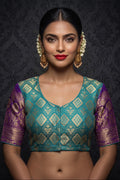 Rajeshwari Grace- Katan Silk Banarasi Zari Woven Designer Blouse