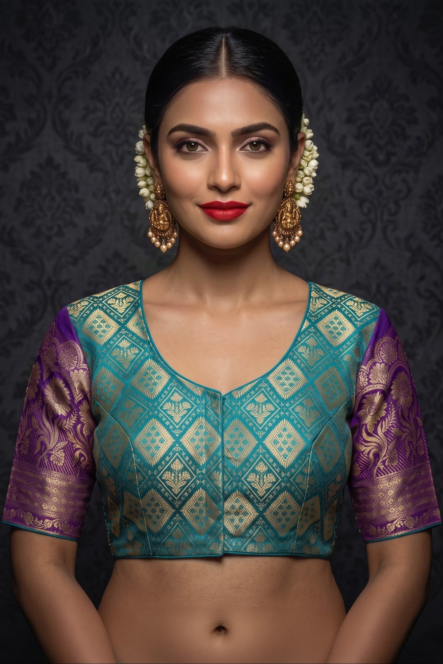 Rajeshwari Grace- Katan Silk Banarasi Zari Woven Designer Blouse