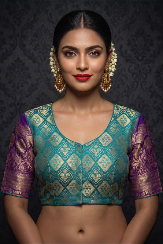 Rajeshwari Grace- Katan Silk Banarasi Zari Woven Designer Blouse