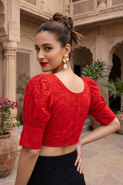 Puff of Plumeria Hakoba Designer Blouse