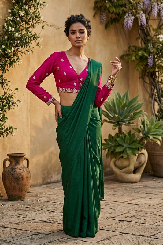 Mon Amaar Rani Emerald Blouse(Only Blouse)