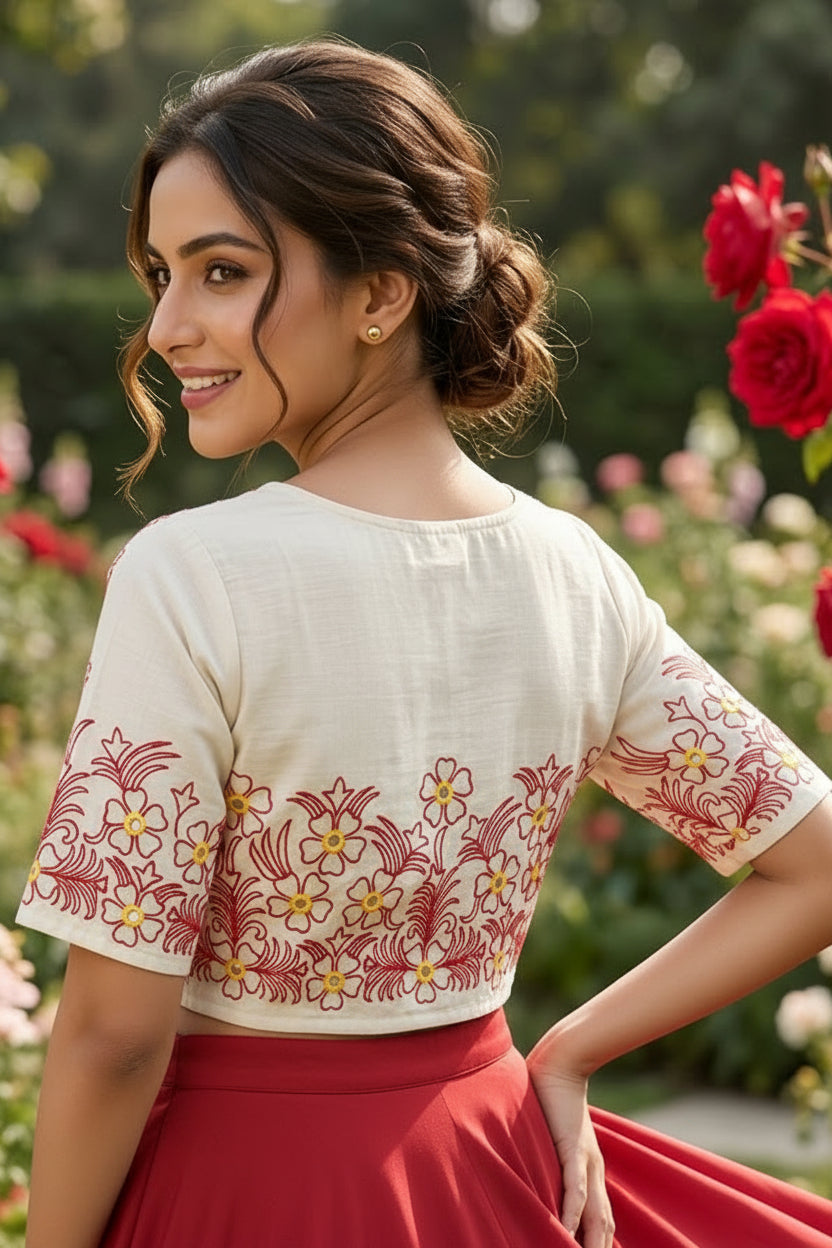 Mirror Magic & Flowers- Embroidered Blouse