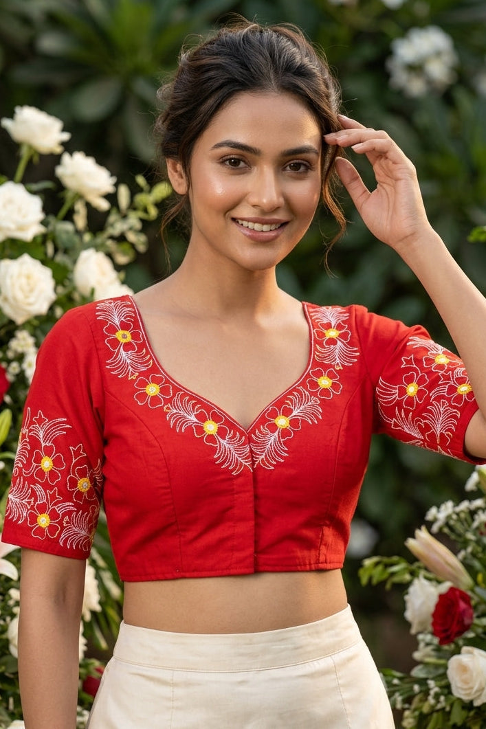 Mirror Magic & Flowers- Embroidered Blouse