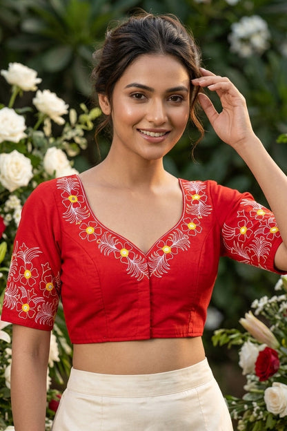 Mirror Magic & Flowers- Embroidered Blouse