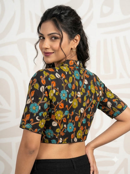 Retro Sketch Kalamkari Designer Blouse