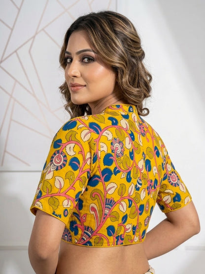 Retro Sketch Kalamkari Designer Blouse