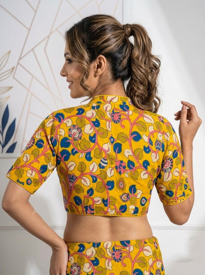 Retro Sketch Kalamkari Designer Blouse