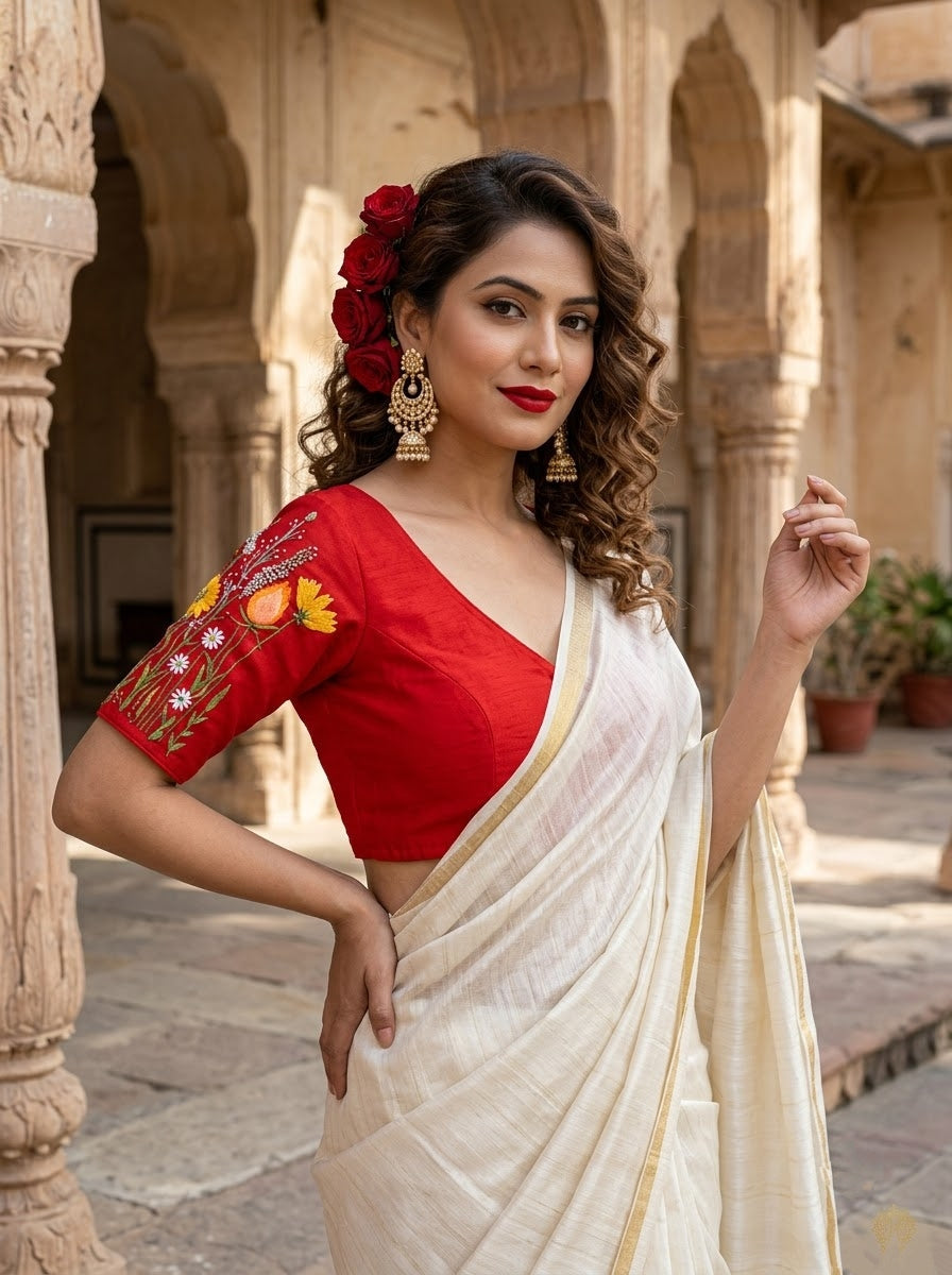Gilded Garden Vichitra Silk Blouse