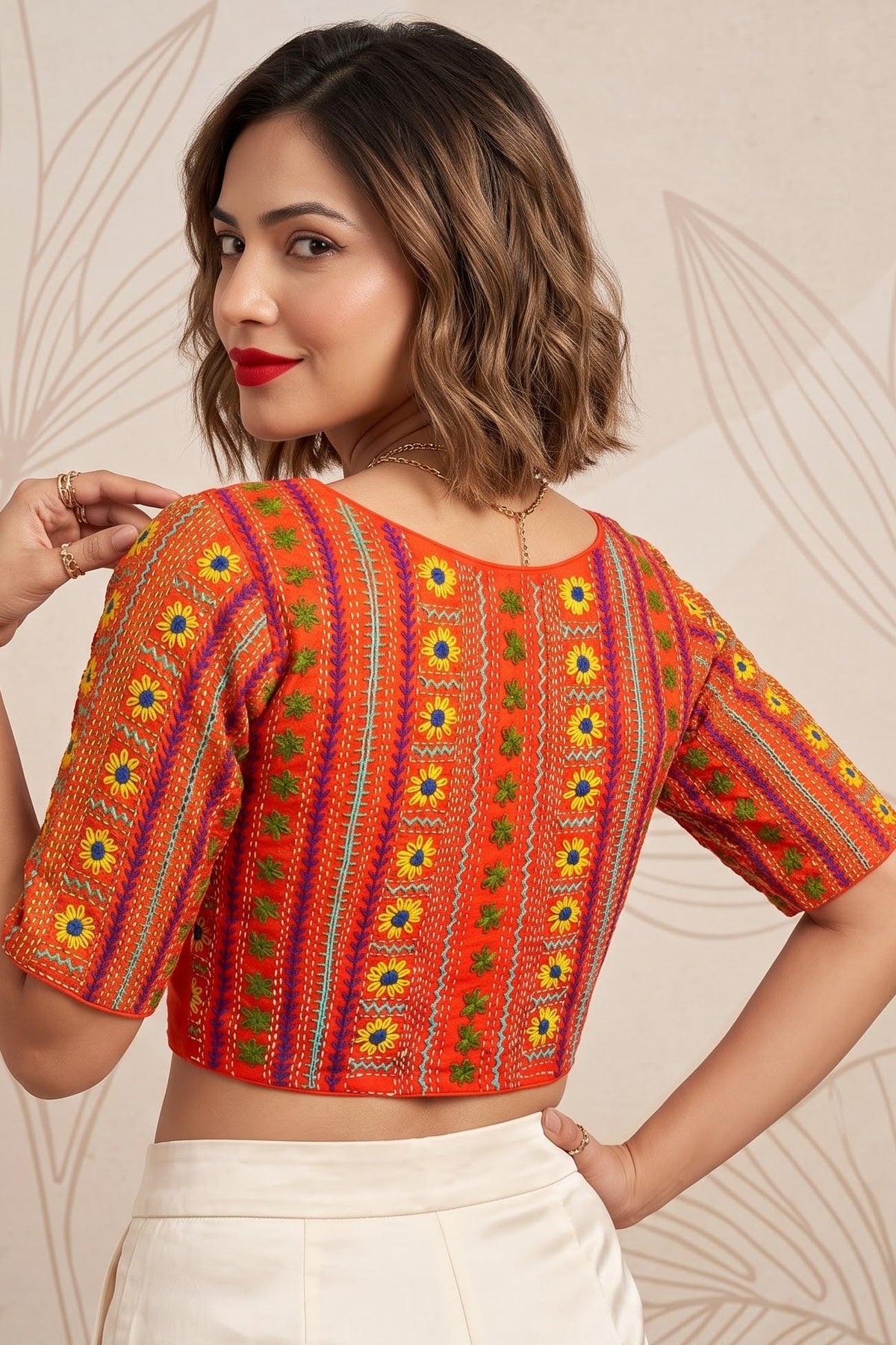 Sunflower Reverie-Multicolor Handwork Blouse