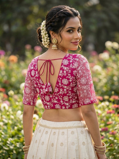 Floral Reverie Threads Organza Blouse