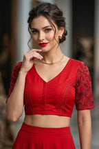 Red Reverse Kantha Handwork Blouse