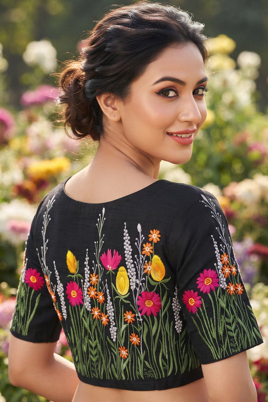 Gilded Garden Vichitra Silk Blouse