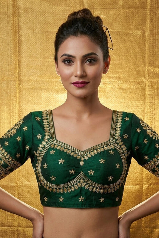 Green Fancy Silk Blouse