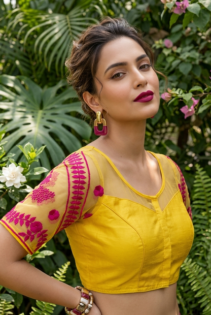 Dancing Leaf- Designer Net Blouse
