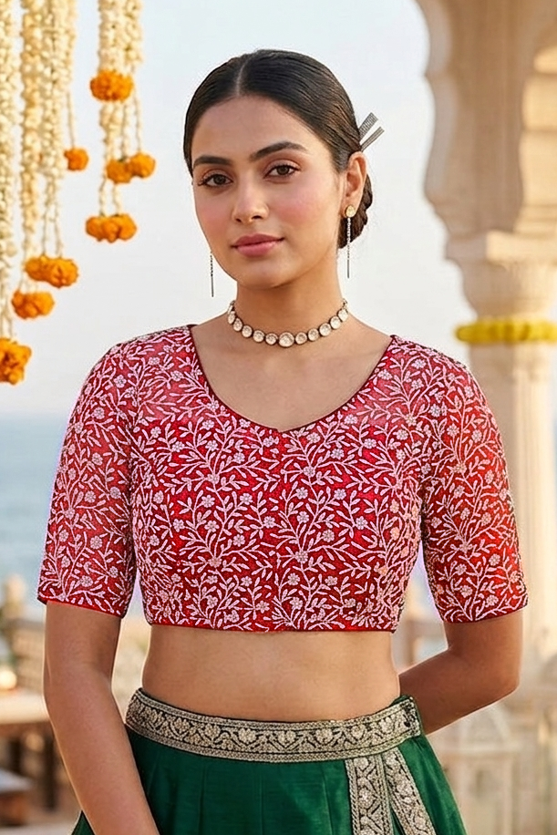 A Quiet Connection- Designer Net Blouse