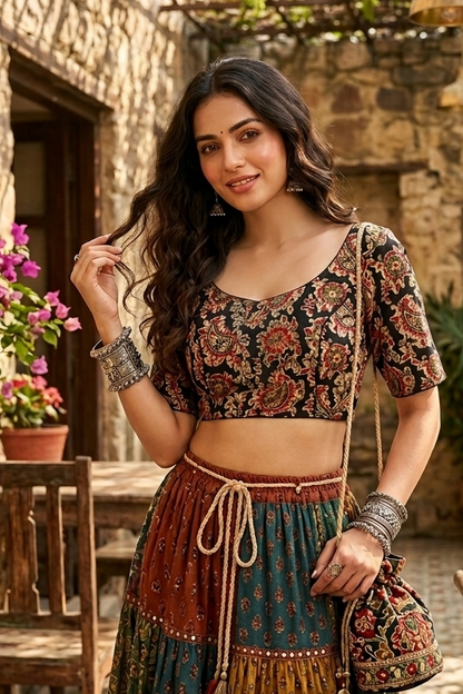 Dreamy Cute-Printed Cotton Designer Blouse
