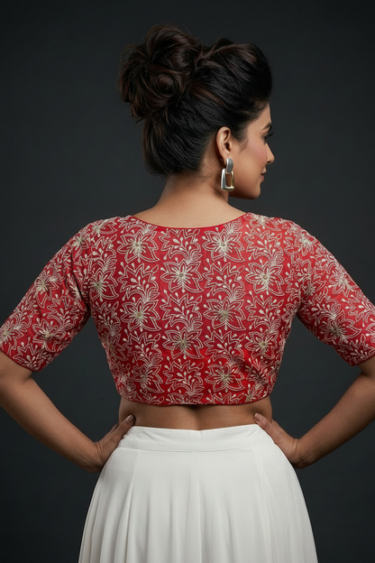Organza Twist – All Over Embroidered Organza Blouse