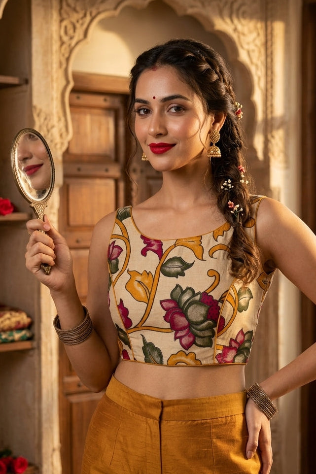 Fleur Essence kalamkari-Designer Blouse