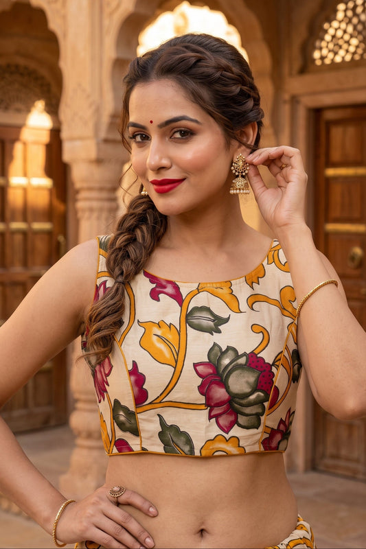 Fleur Essence kalamkari-Designer Blouse