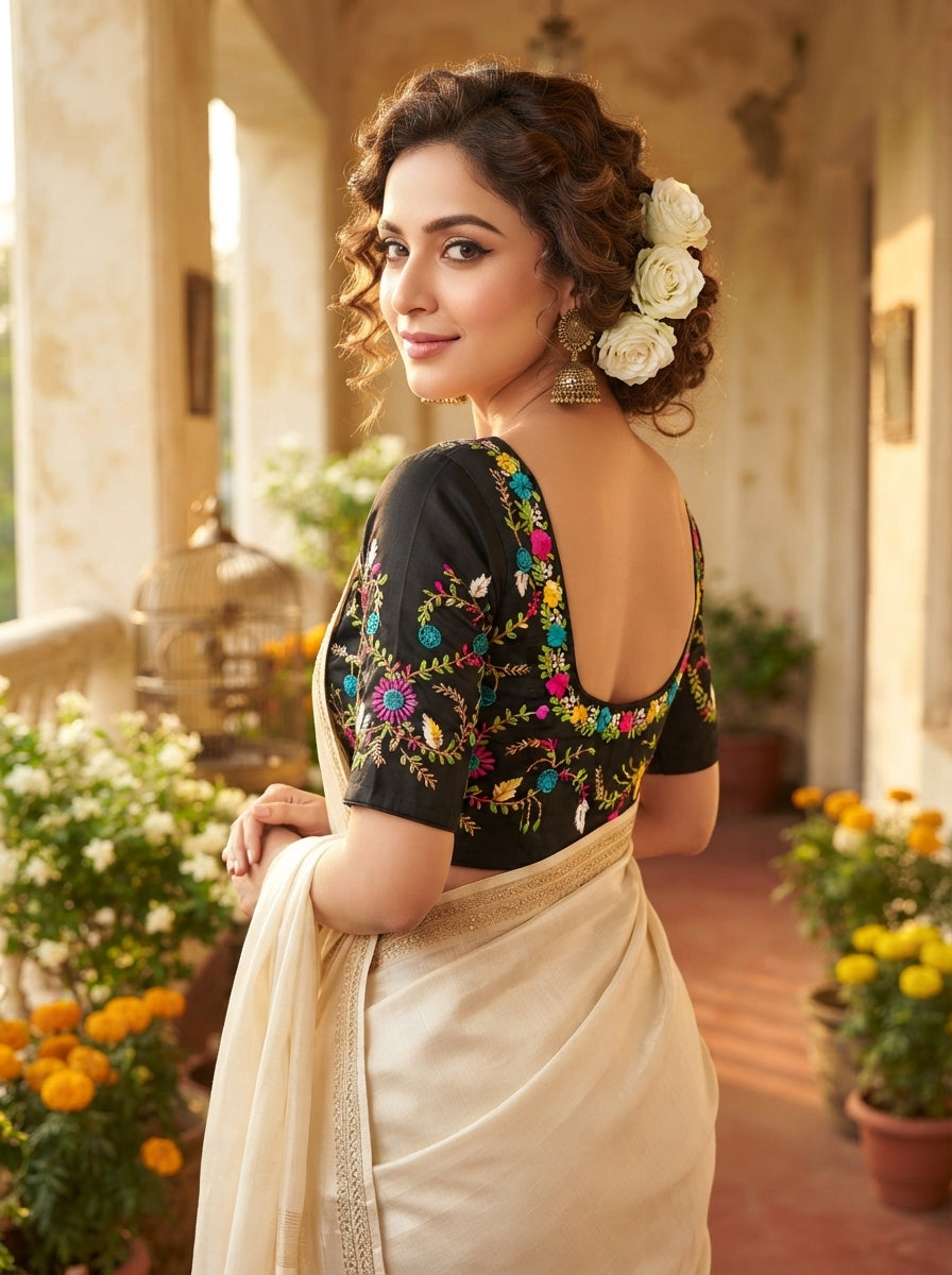 Floral Symphony Handwork Blouse