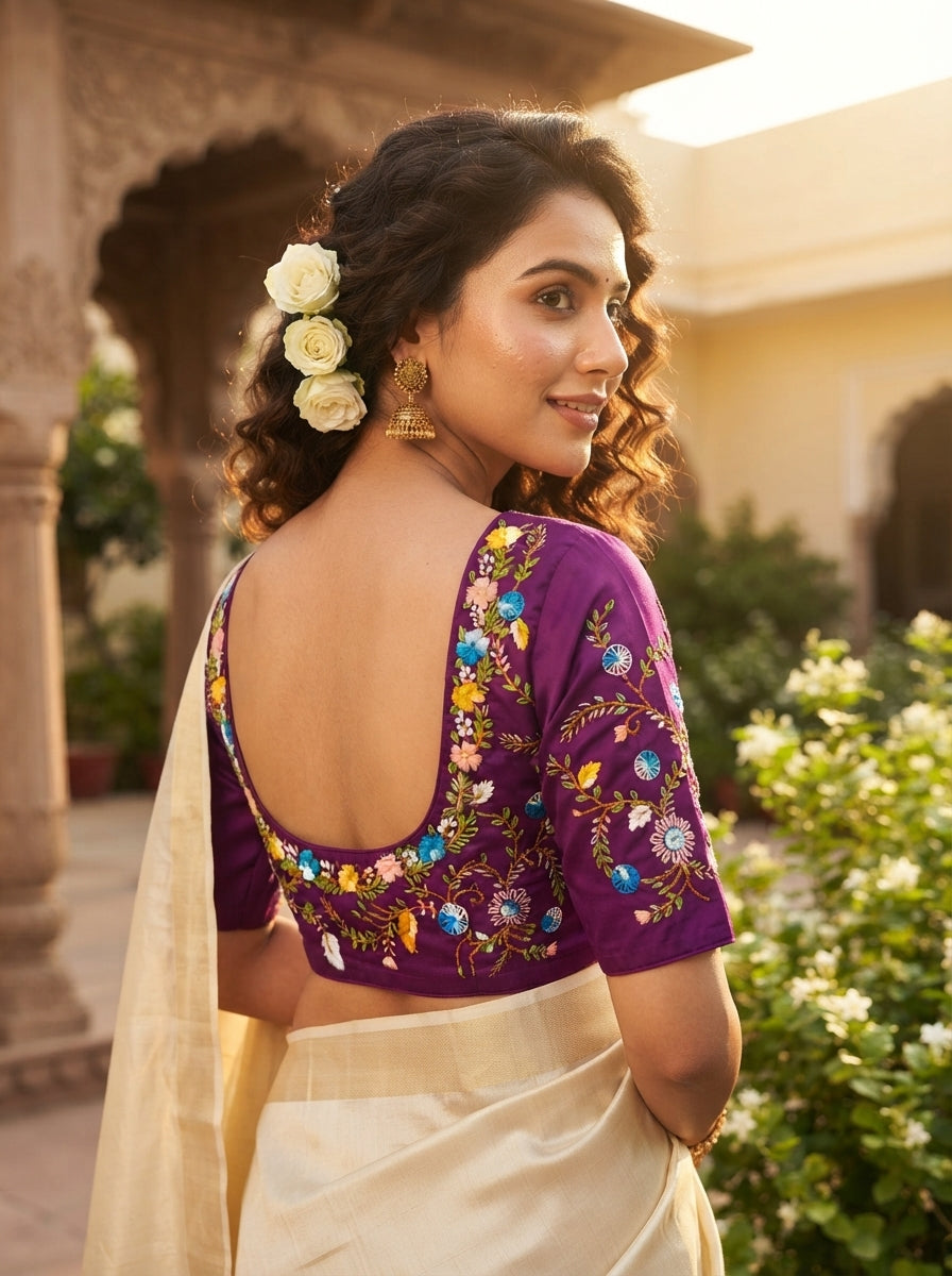 Floral Symphony Handwork Blouse