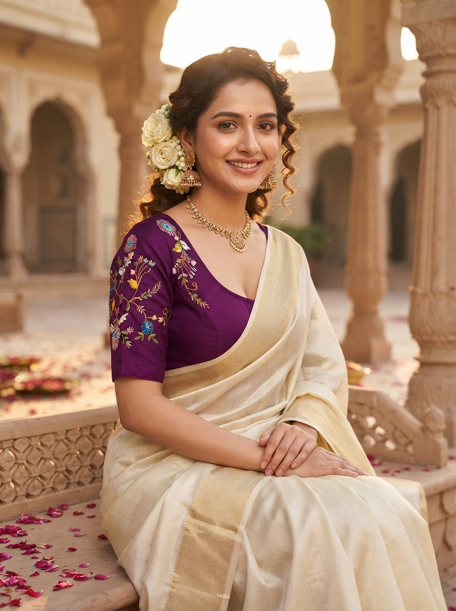 Floral Symphony Handwork Blouse