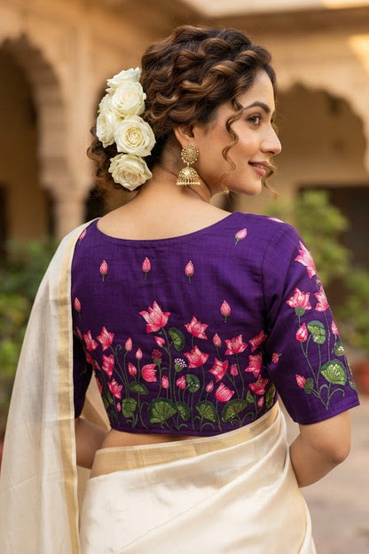 Lotus Majesty Vichitra Silk Blouse