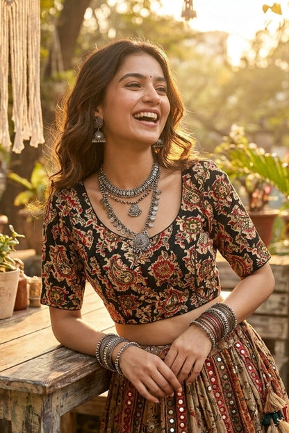 Dreamy Cute-Printed Cotton Designer Blouse