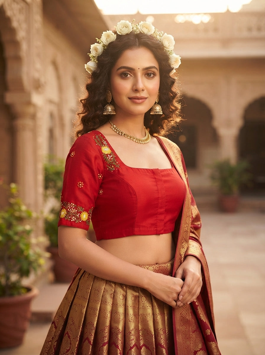 Blooming Scarlet Handwork Blouse