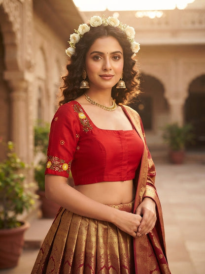 Blooming Scarlet Handwork Blouse