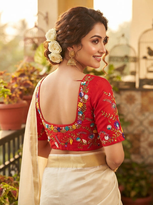 Floral Symphony Handwork Blouse