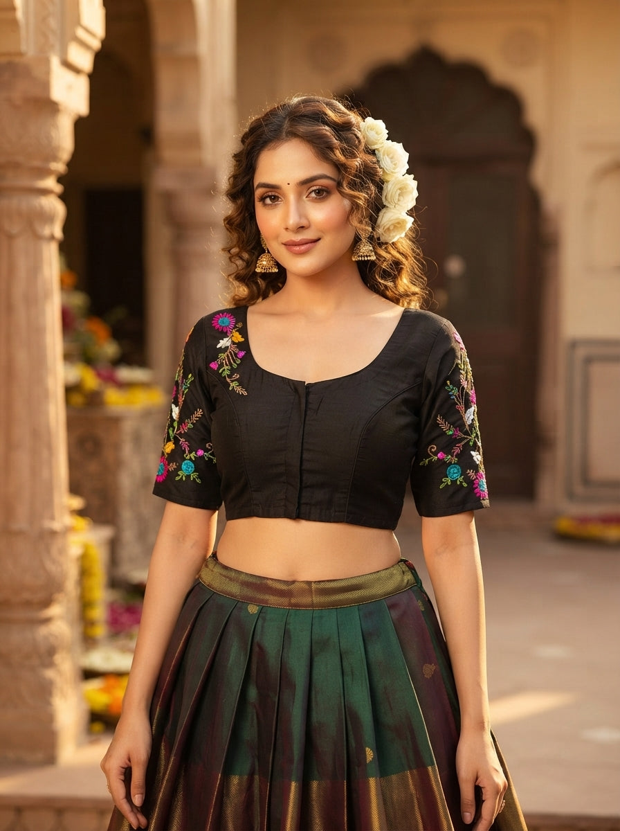 Floral Symphony Handwork Blouse